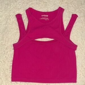 Garage Fuchsia Cutout Crop Top